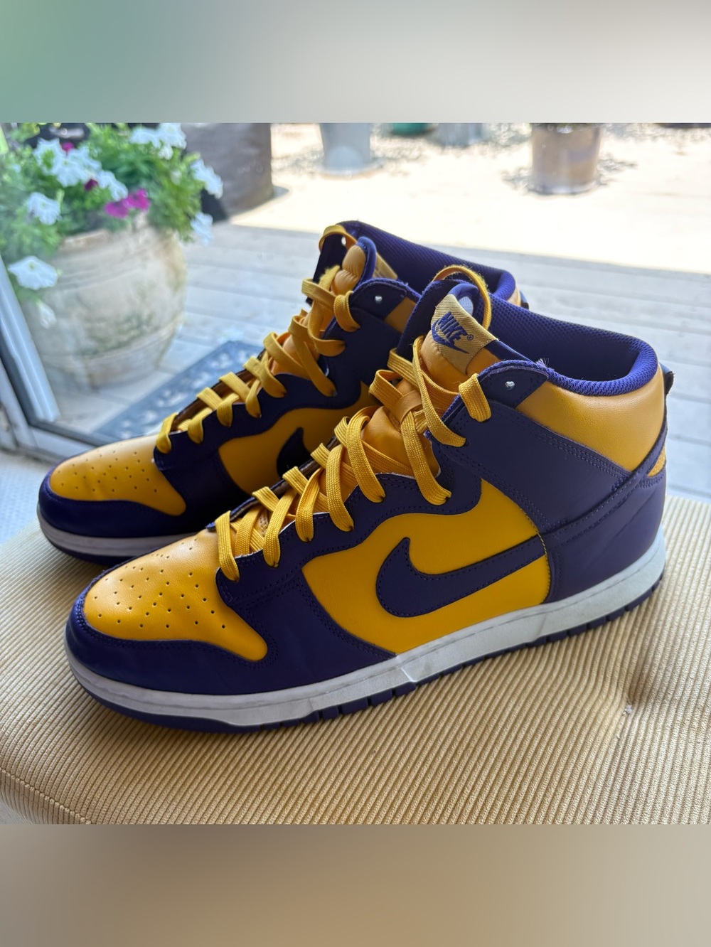 Nike High-Top Sneakers in Purple and Gold, Retro Lakers. Great condition.